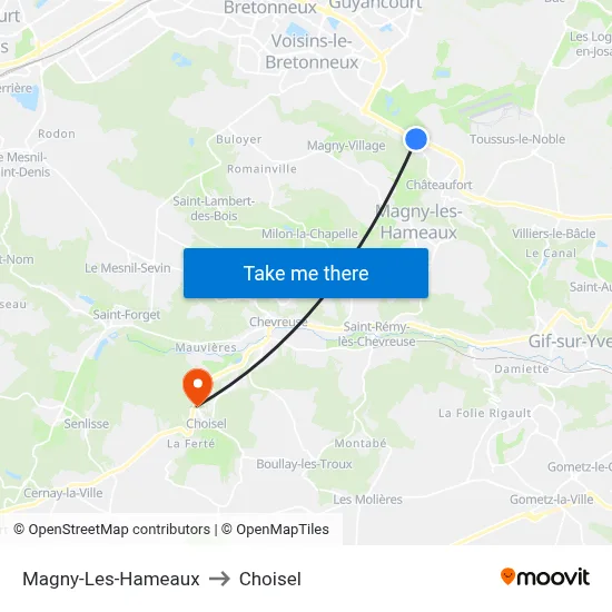 Magny-Les-Hameaux to Choisel map