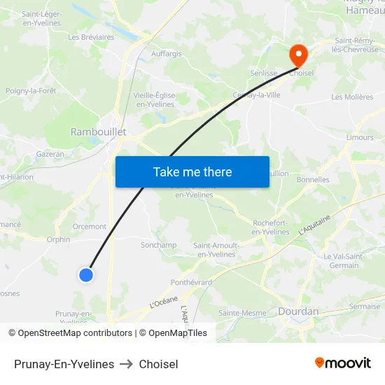 Prunay-En-Yvelines to Choisel map