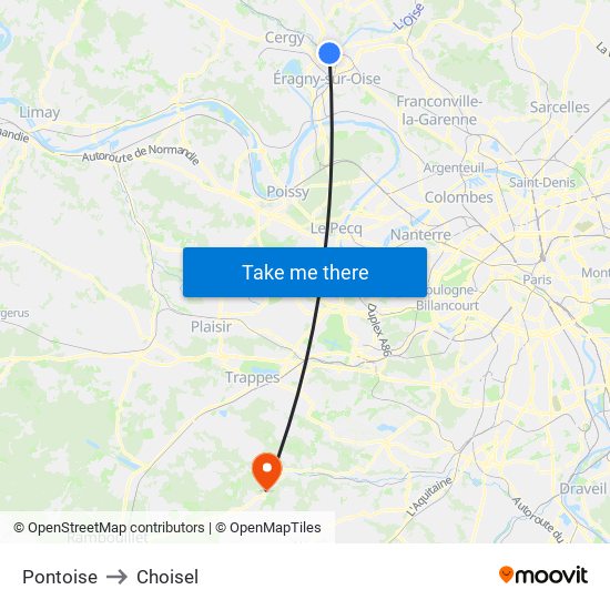 Pontoise to Choisel map