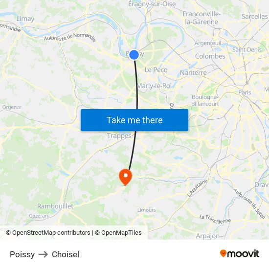 Poissy to Choisel map