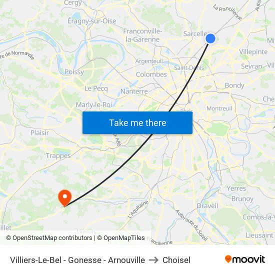 Villiers-Le-Bel - Gonesse - Arnouville to Choisel map