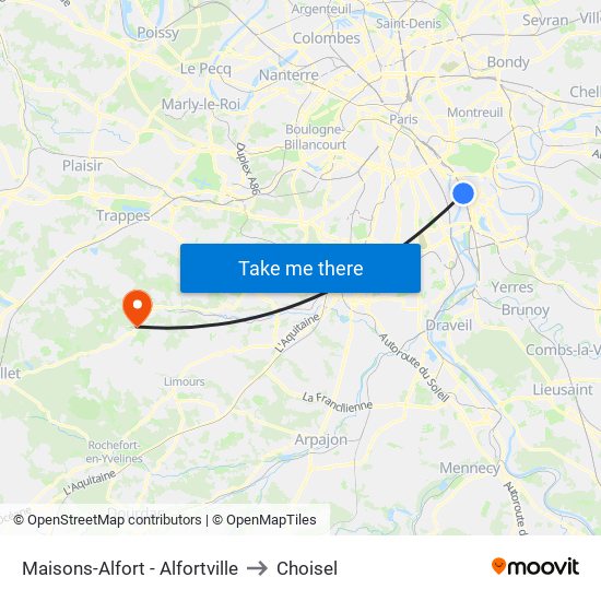 Maisons-Alfort - Alfortville to Choisel map