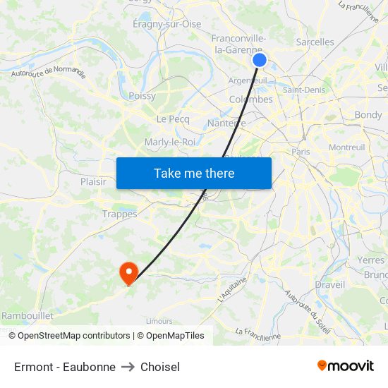 Ermont - Eaubonne to Choisel map