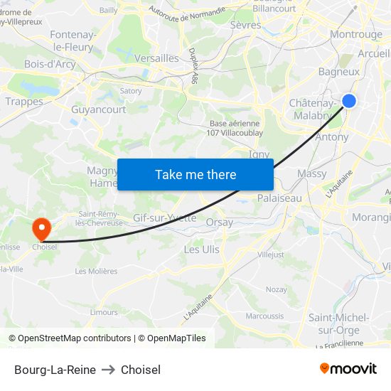 Bourg-La-Reine to Choisel map