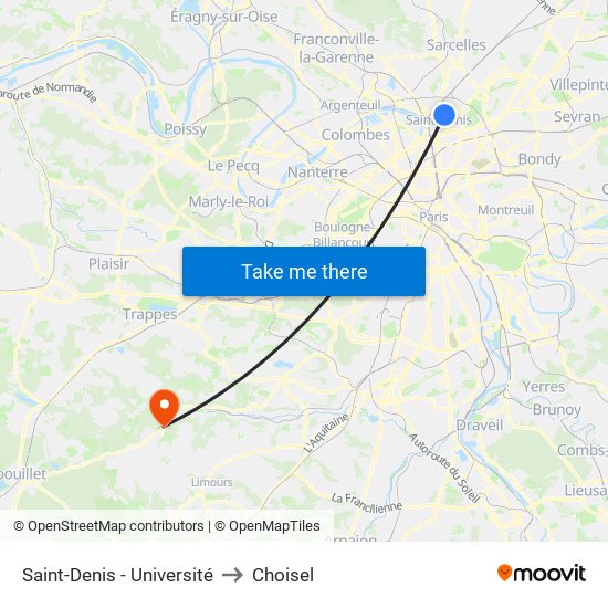 Saint-Denis - Université to Choisel map