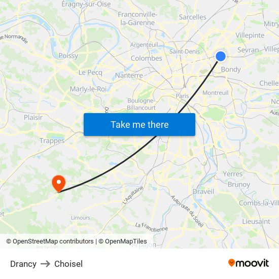 Drancy to Choisel map