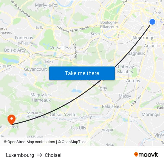 Luxembourg to Choisel map