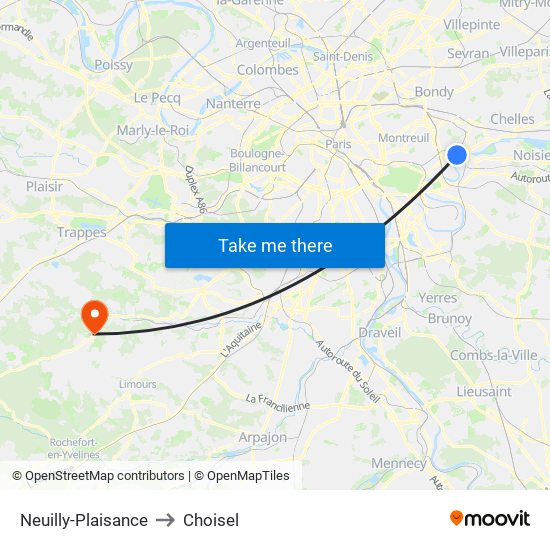 Neuilly-Plaisance to Choisel map