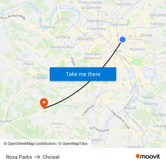 Rosa Parks to Choisel map