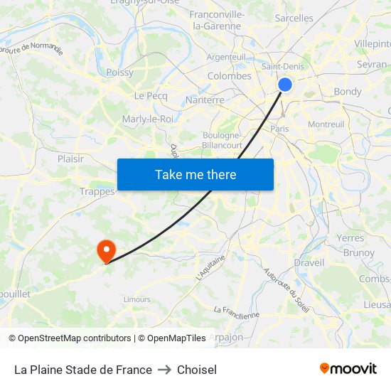 La Plaine Stade de France to Choisel map