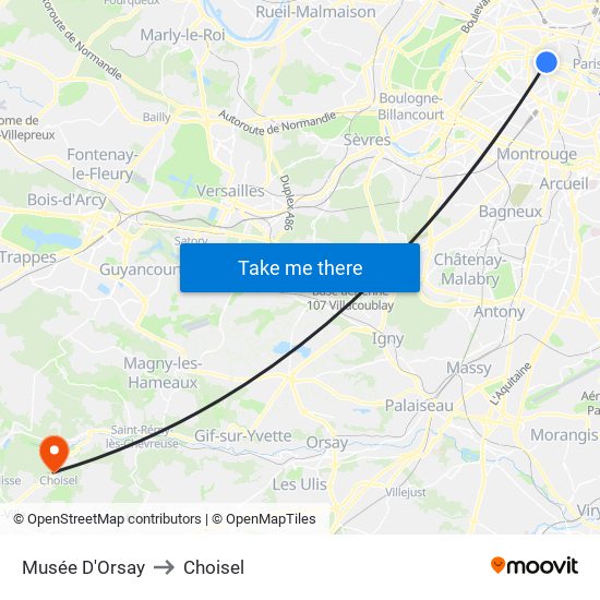 Musée D'Orsay to Choisel map