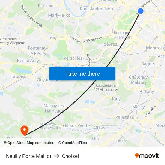 Neuilly Porte Maillot to Choisel map