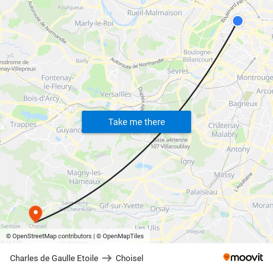 Charles de Gaulle Etoile to Choisel map