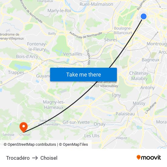 Trocadéro to Choisel map