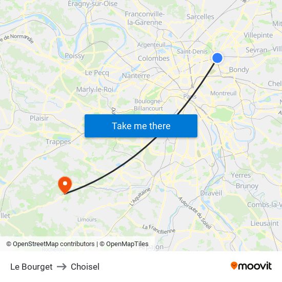 Le Bourget to Choisel map