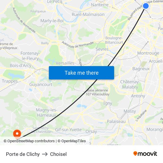 Porte de Clichy to Choisel map