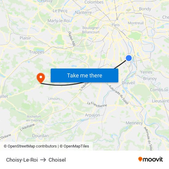 Choisy-Le-Roi to Choisel map