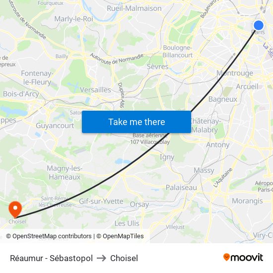 Réaumur - Sébastopol to Choisel map