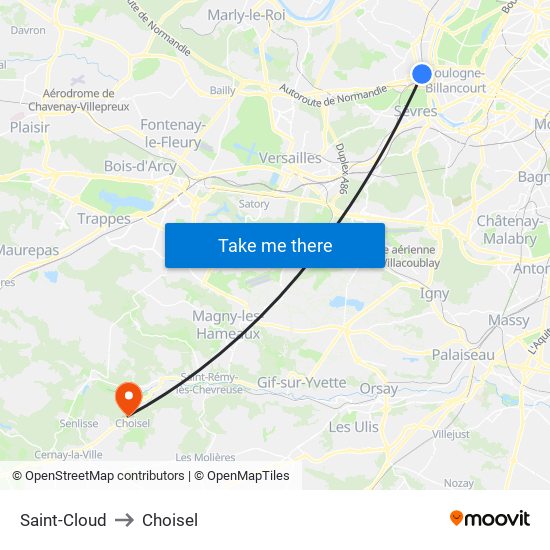 Saint-Cloud to Choisel map