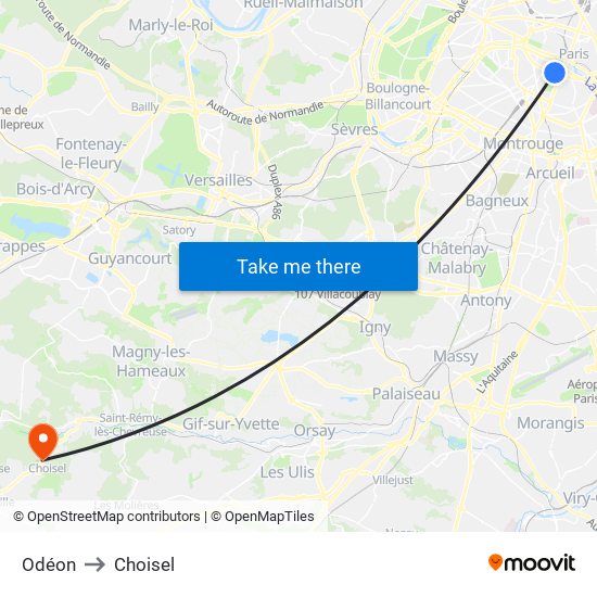 Odéon to Choisel map