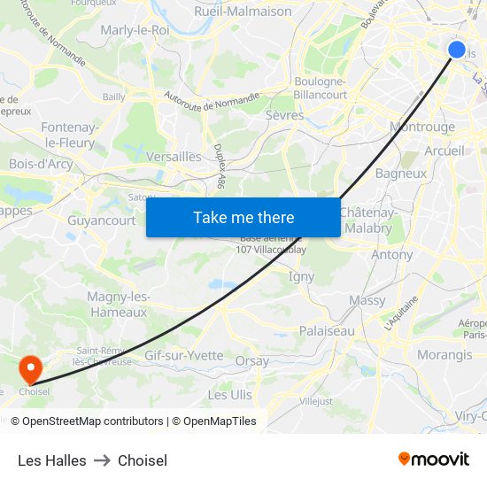 Les Halles to Choisel map
