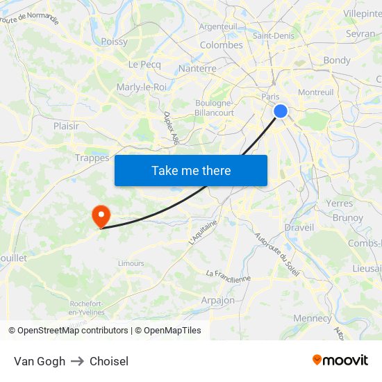Van Gogh to Choisel map