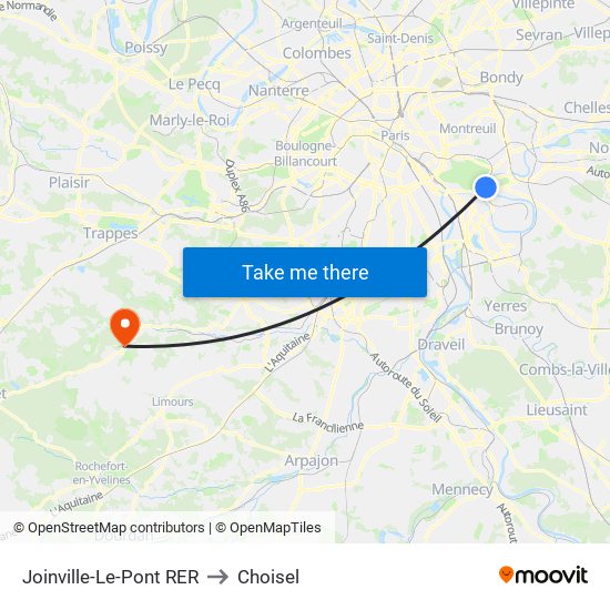 Joinville-Le-Pont RER to Choisel map