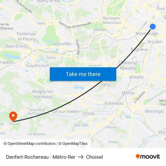 Denfert-Rochereau - Métro-Rer to Choisel map