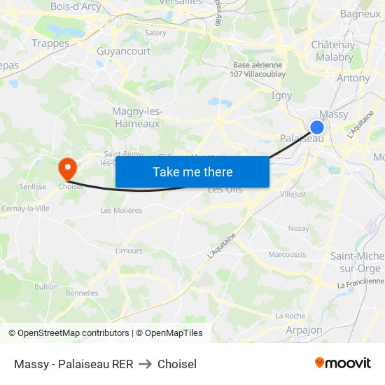 Massy - Palaiseau RER to Choisel map