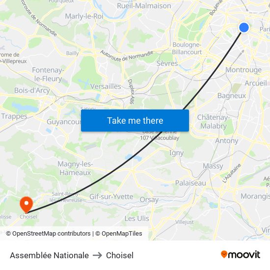 Assemblée Nationale to Choisel map