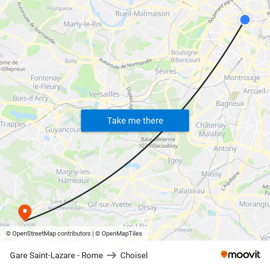 Gare Saint-Lazare - Rome to Choisel map