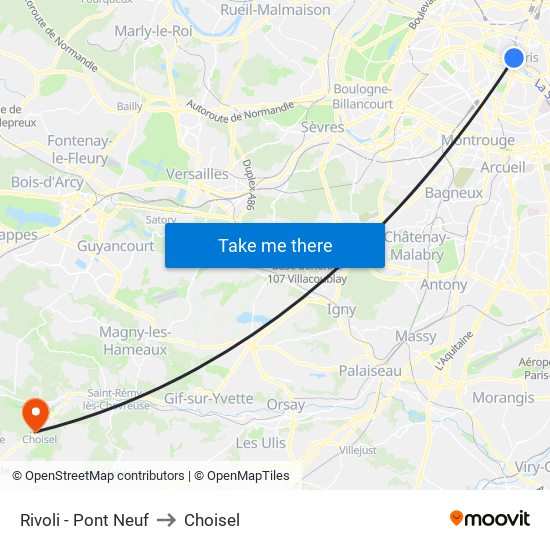 Rivoli - Pont Neuf to Choisel map