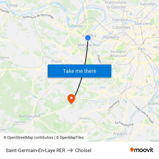 Saint-Germain-En-Laye RER to Choisel map