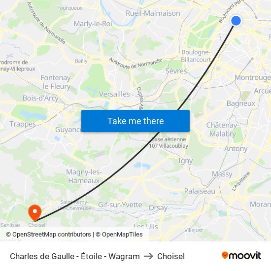 Charles de Gaulle - Étoile - Wagram to Choisel map
