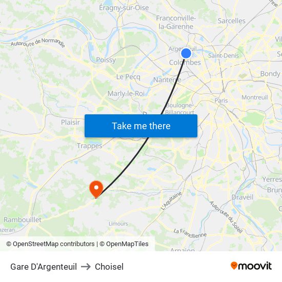 Gare D'Argenteuil to Choisel map