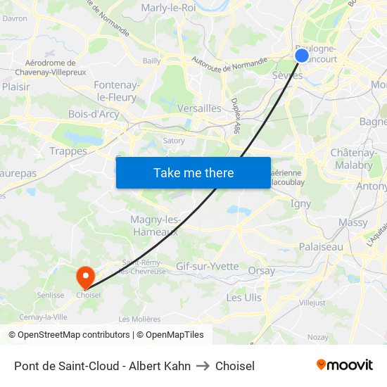 Pont de Saint-Cloud - Albert Kahn to Choisel map