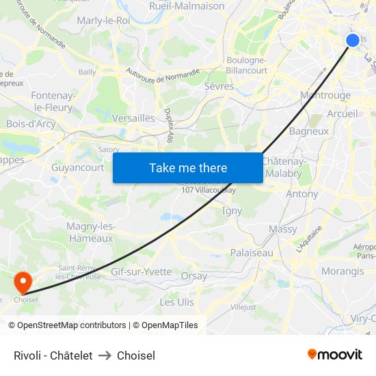Rivoli - Châtelet to Choisel map
