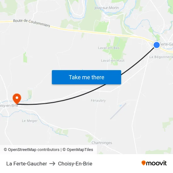 La Ferte-Gaucher to Choisy-En-Brie map