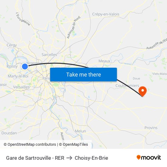 Gare de Sartrouville - RER to Choisy-En-Brie map