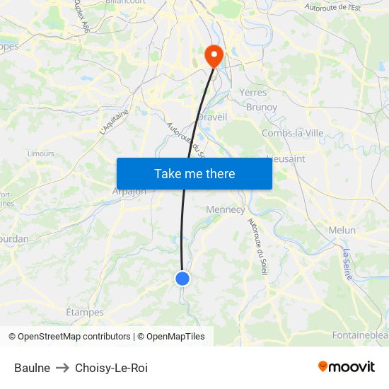 Baulne to Choisy-Le-Roi map