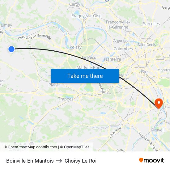 Boinville-En-Mantois to Choisy-Le-Roi map