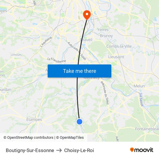 Boutigny-Sur-Essonne to Choisy-Le-Roi map