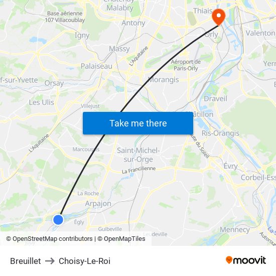 Breuillet to Choisy-Le-Roi map