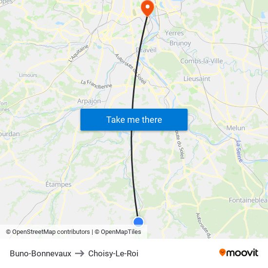 Buno-Bonnevaux to Choisy-Le-Roi map