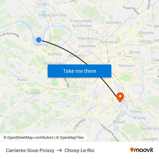 Carrieres-Sous-Poissy to Choisy-Le-Roi map