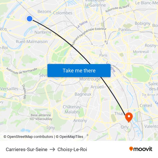 Carrieres-Sur-Seine to Choisy-Le-Roi map