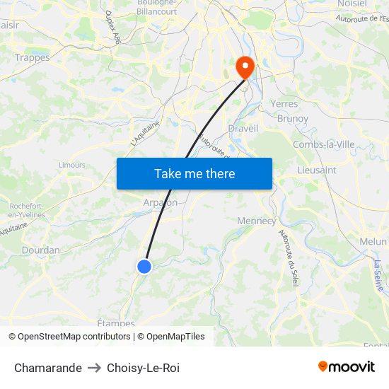 Chamarande to Choisy-Le-Roi map
