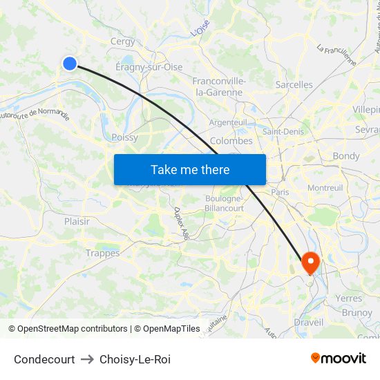 Condecourt to Choisy-Le-Roi map