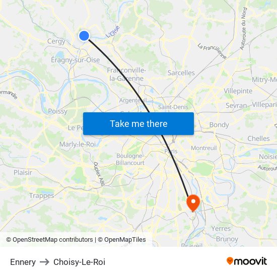 Ennery to Choisy-Le-Roi map