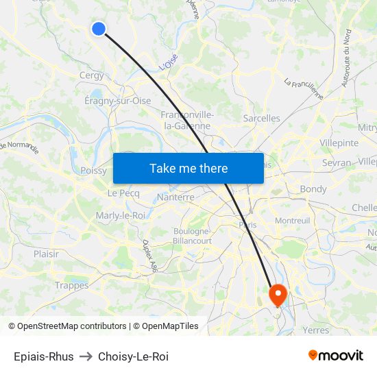 Epiais-Rhus to Choisy-Le-Roi map